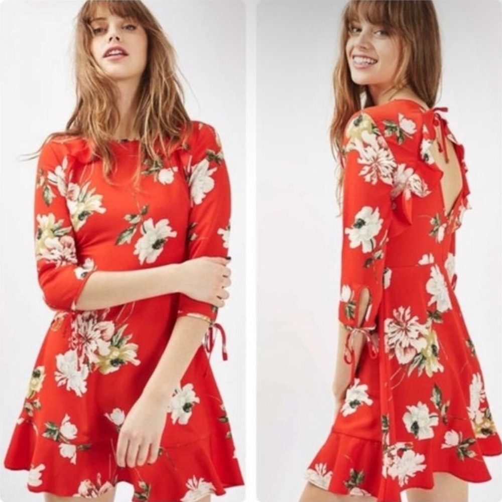 TOPSHOP Floral Mini Dress Size 2